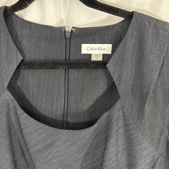 Calvin Klein Chambray Blue Sheath Dress 12 – Sleek Pleated Side, Work to Weekend - Picture 5 of 5